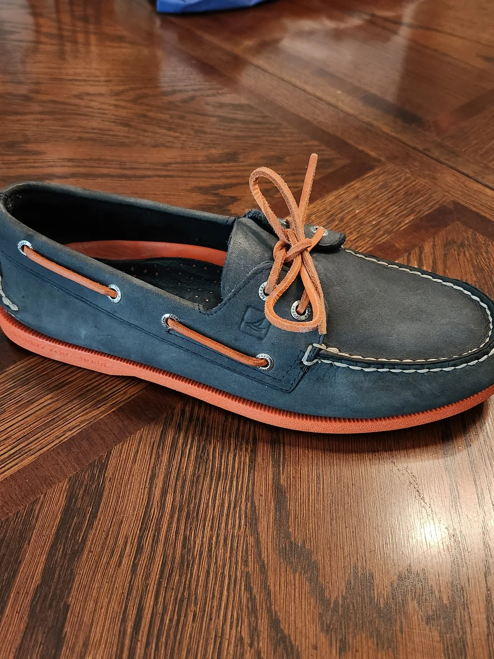 Sperry Top-Sider Men's US 10M Slate Gray Orange Suede Leather Boat Shoes Slides